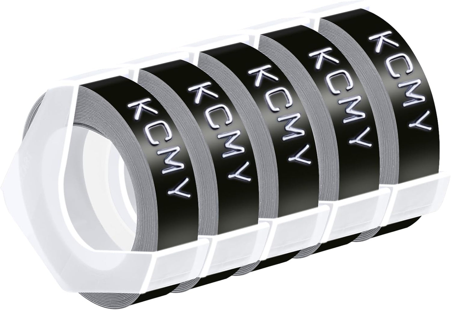 5PK 1/2 Embossing Label Tape Compatible for DYMO 521209 White on Black 3D Plastic Labels Used in Organizer Xpress Pro 1575 1595, Office Mate II 1540 154000, MoTEX E101 E404 Label Makers