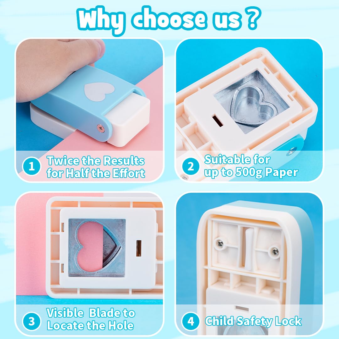 UCEC Heart Hole Punch 1 Inch, Heart Punches for Paper Crafts, Handmade Craft Paper Punch Shaped Hole Punch, Craft Lever Punch for Tags Cards Scrapbooking Home School Office Supplies