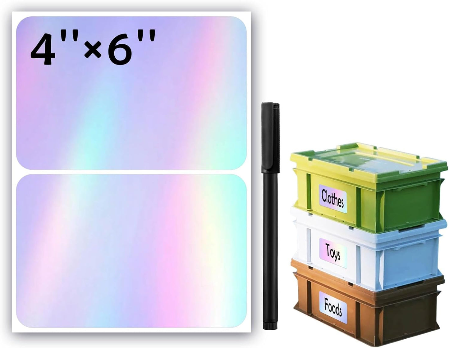 100Pcs Large Laser Labels for Storage Bins,6x4 Inch Removable Labels,Large Labels for Blank Box,Strong Adhesive Tear Resistant No Residue Blank Labels (Laser)