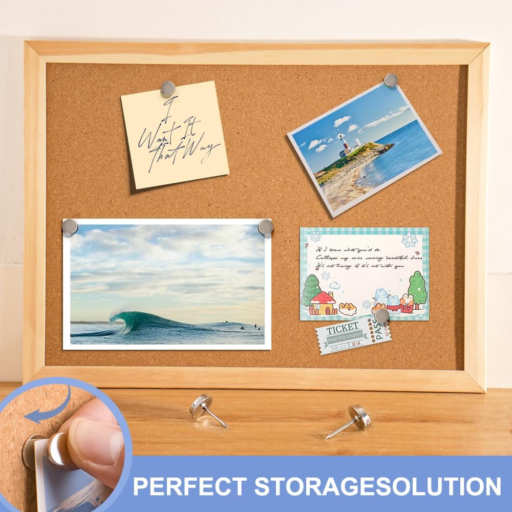 rhinocats Magnetic Push Pins, 100 Sets Magnet Thumbtack for Wall Bulletin Board Strong Decorative Pushpins Clip for Map Picture Hanging Kit Poster Holder