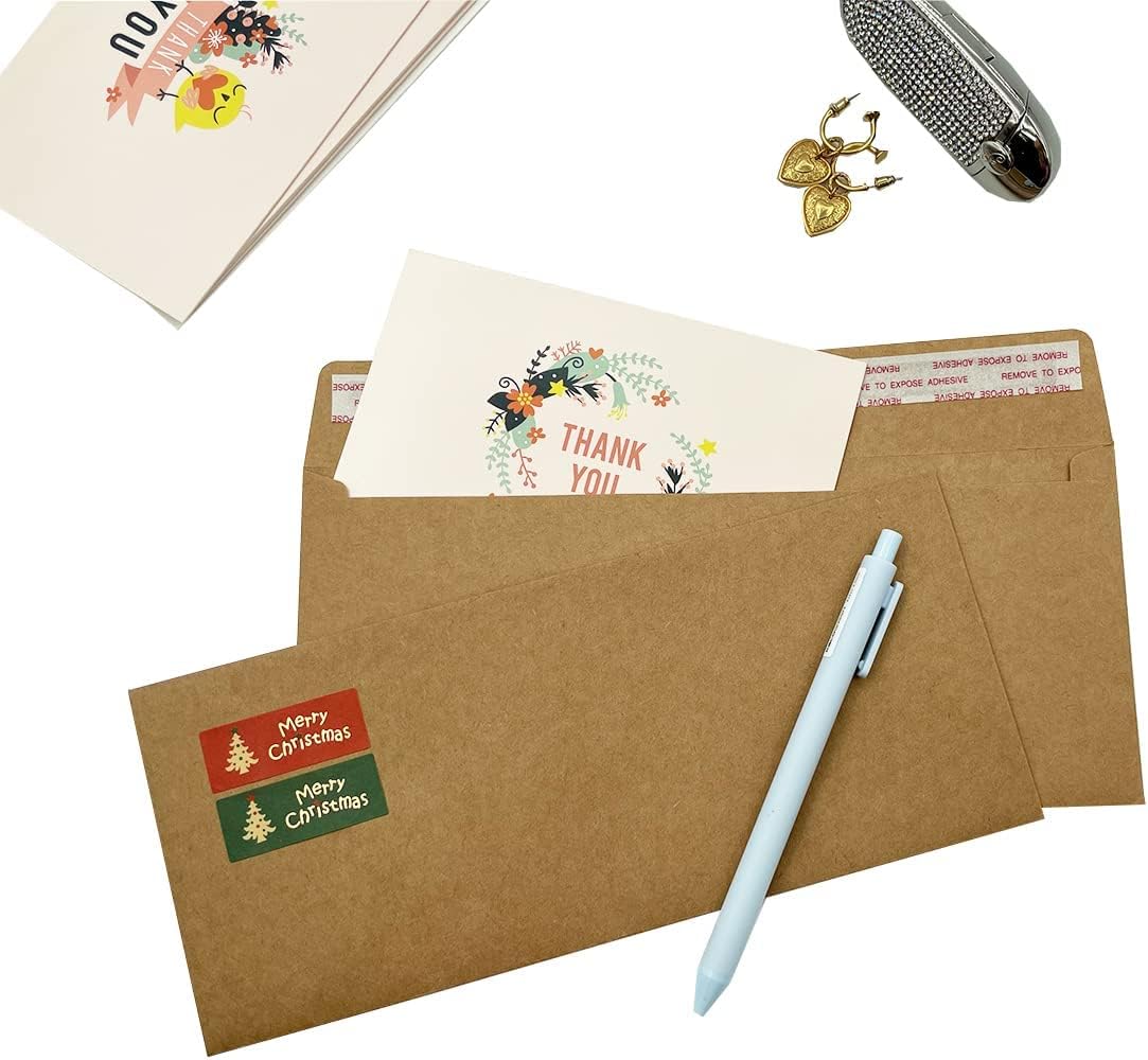 80Qty#10 Brown Kraft Business envelopes 4.125x9.5In- windowless design 120GSM paper envelopes