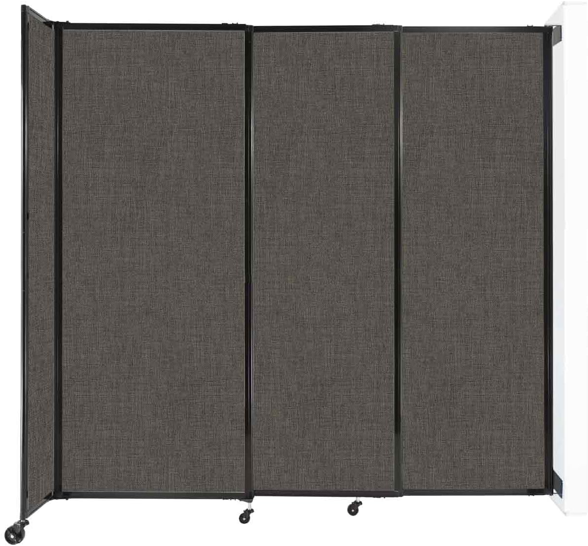 Wall-Mounted Sliding StraightWall Room Divider | Adjustable Widths | Locking Wheels | Room Separator | Up to 7'2" Wide x 6'10" Tall Mocha Fabric Panels