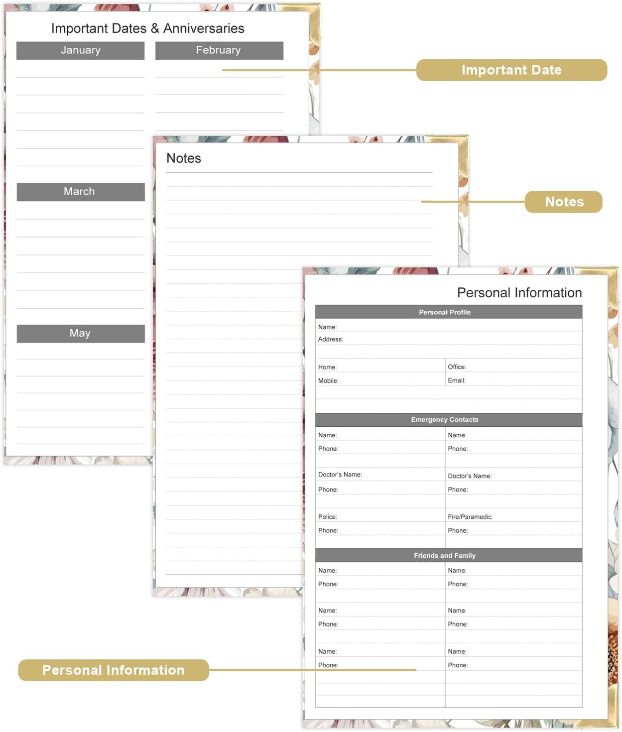 Undated Daily Monthly Planner for 2025 2026 - A5 To Do List with Hourly Schedule, Hardcover Spiral Bound Daily Planner to Increase Focus, Stylish School/Office Supplies, 5.8" x 8.5", Flower