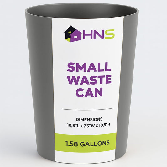 HOLDN’ STORAGE Small Trash Can - 1.58 Gallon Open Top Waste Bin, Compact Waste Can Perfect for Bathroom, Kitchen, Office, Dorm - Durable Garbage Can - Silver Brushed
