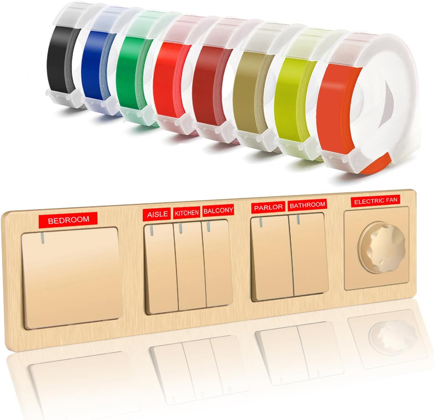 Label Maker Tape Compatible with Dymo Embossing Label Maker, 1/2''x 9.8' Colorful 3D Plastic Office Mate II Tape Compatible with Dymo Embossing 35800