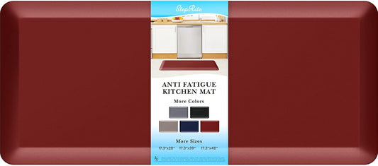 StepRite 4/5 Inch Thick Kitchen Mat Anti Fatigue Mat Kitchen Rugs Kitchen Decor Non-Slip, Stain Resistant, Waterproof Kitchen Mats Desk Mat for Kitchen, Office, Workshop, Red, 17'' x 39''