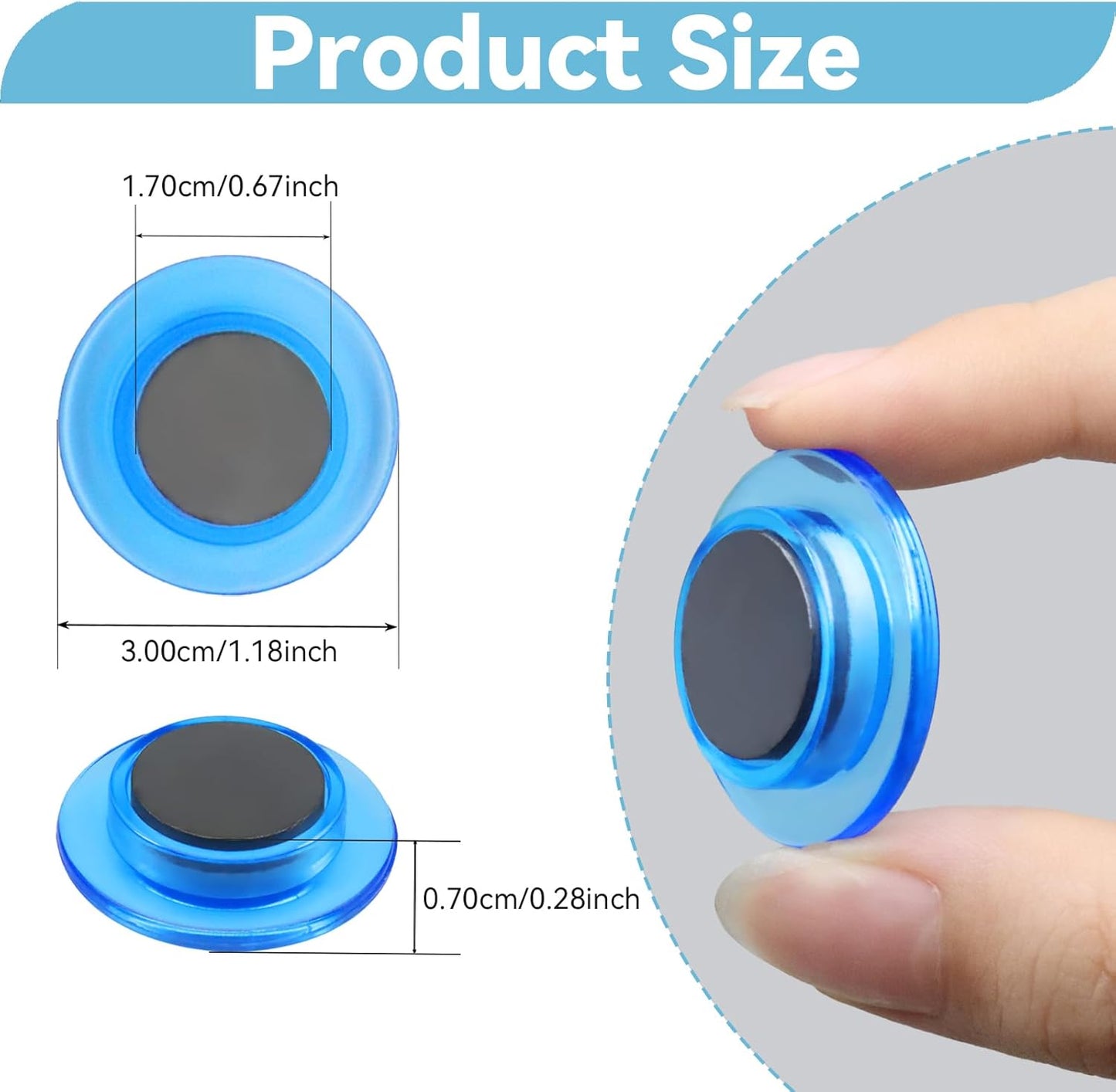 ZDZBLX Fridge Magnets, 28 Pack Magnet Strong Magnets Refrigerator Magnets Small Magnets for Whiteboard, Heavy Duty Magnets Mini Magnets Cute Round Magnets for Fridge, Locker, Classroom, Office (Blue)