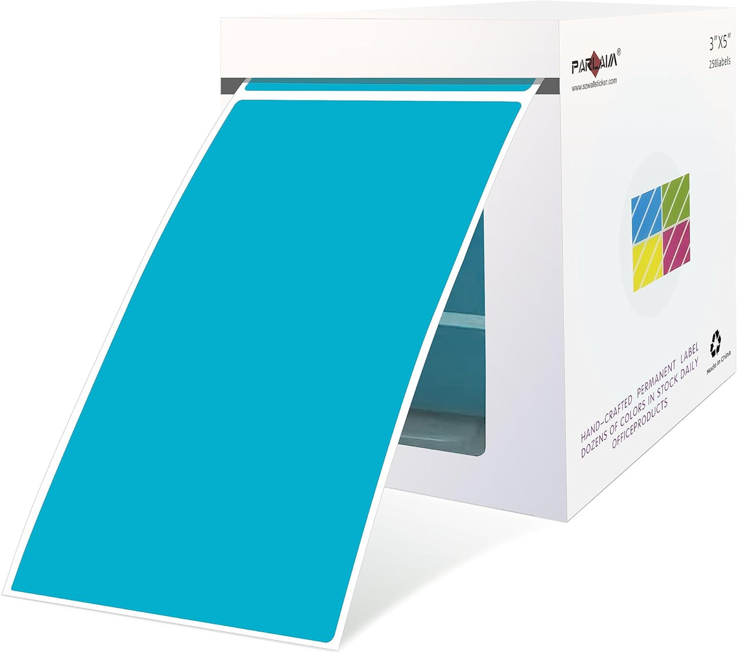 PARLAIM 5 X 3 inch Rectangle Inventory Labels Color Coding Stickers, 250PCS Permanent Sticker for Warehouse Moving Box Square Label (Teal)