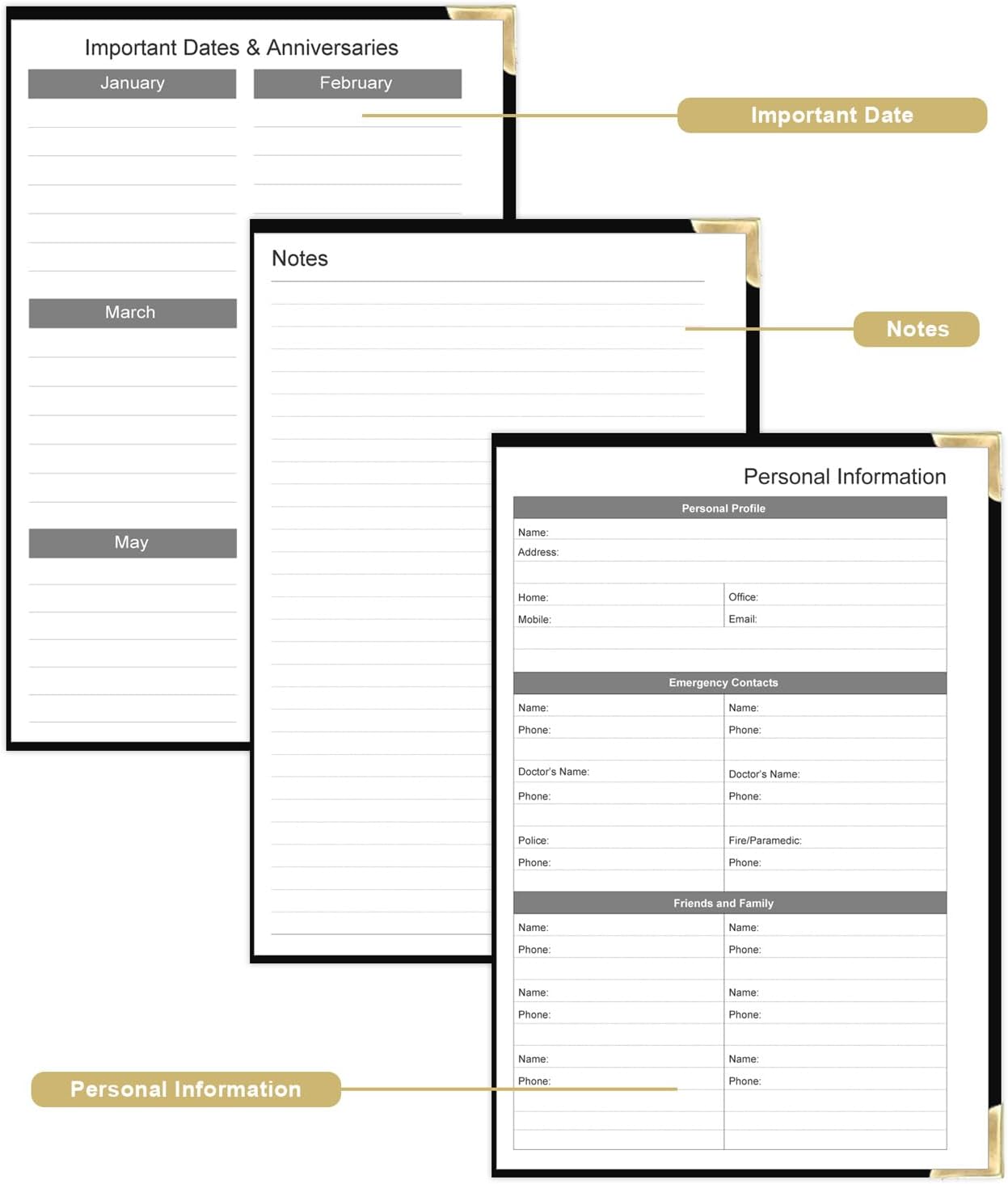 Undated Daily Monthly Planner for 2025 2026 - A5 To Do List with Hourly Schedule, Hardcover Spiral Bound Daily Planner to Increase Focus, Stylish School/Office Supplies, 5.8" x 8.5", Black