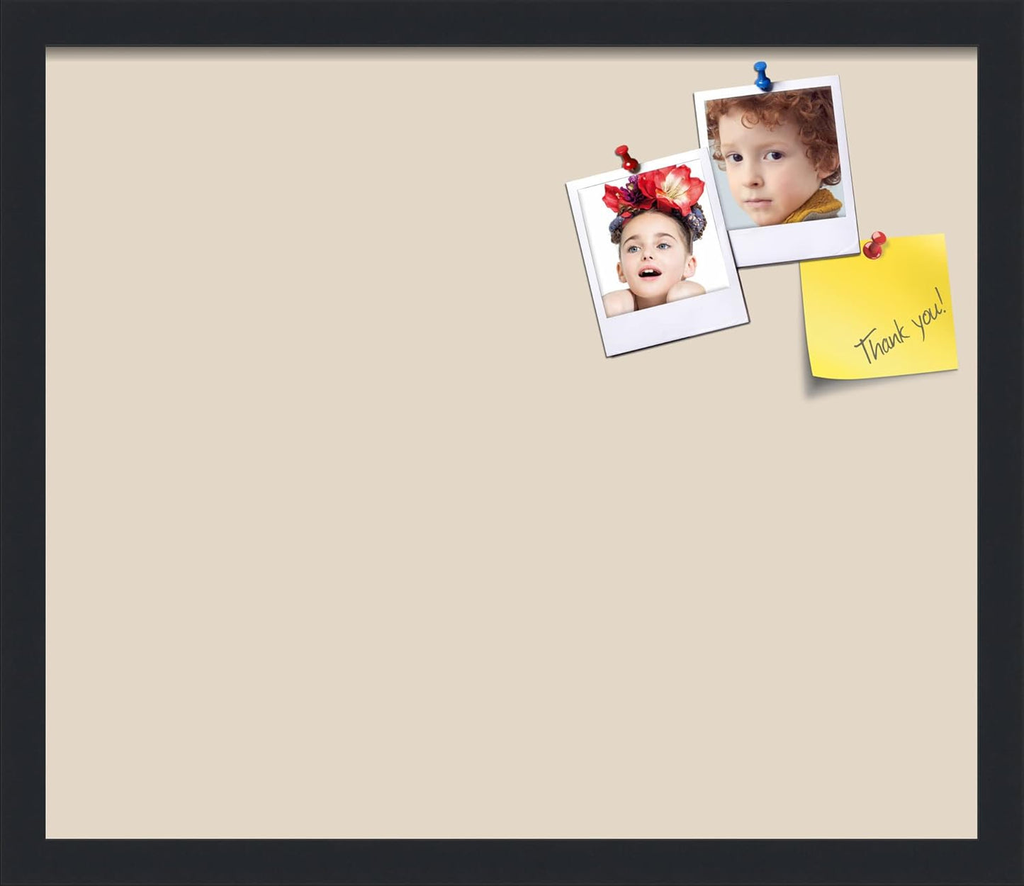 PinPix 20x17 Inch Cork Bulletin Board. This Decorative Framed Pin Board Comes with Desert Pastel Design and a Satin Black Frame. Ideal for Home Office Decor or Message Board (PinPix-1815)