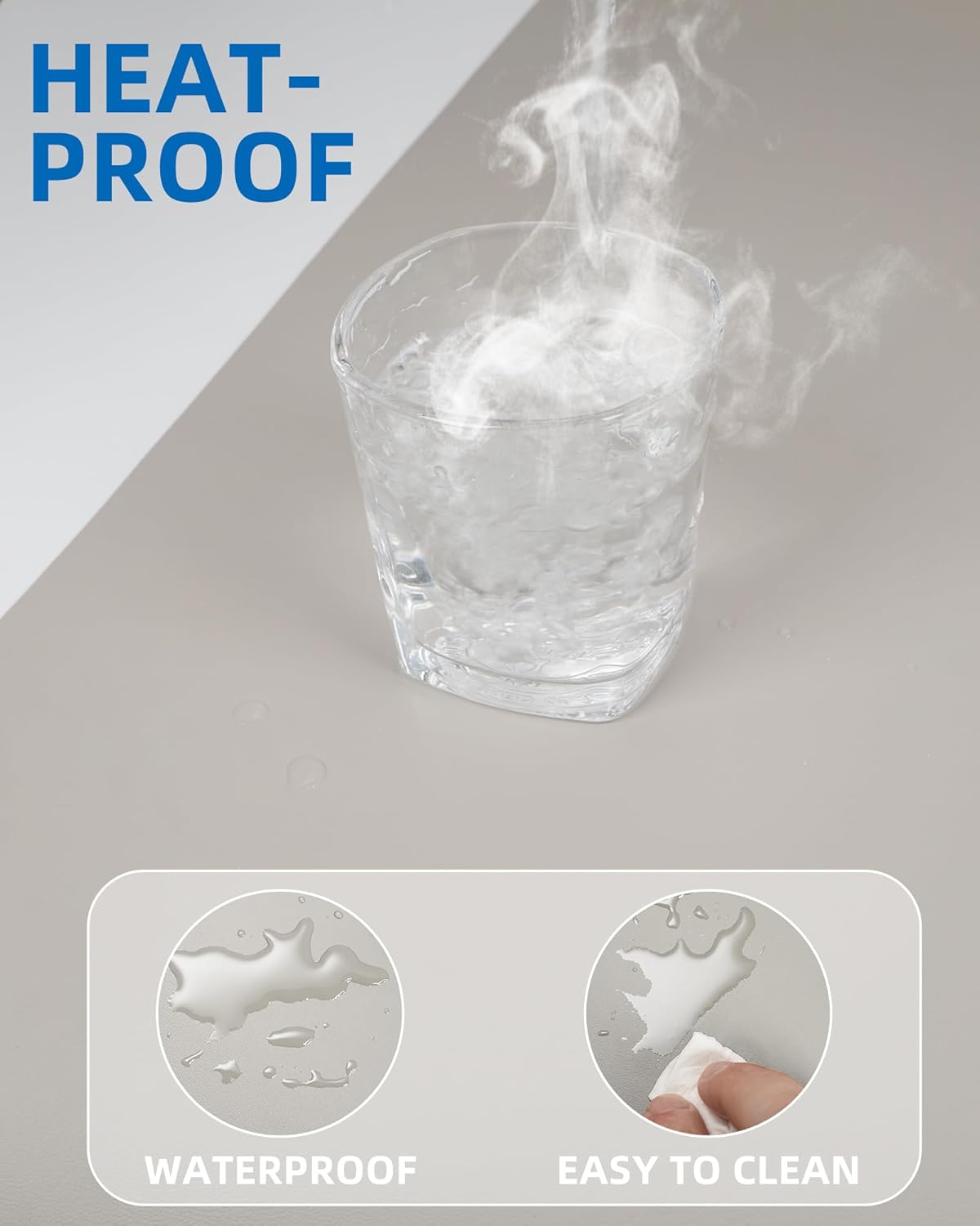 Leather Desk Pad Blotter,Mouse Pad,Office Desk Mat, Non-Slip PU Leather Desk mat,Large Desk mat,Waterproof Keyboard mat for Office/Home/Decor (Light Grye,35" x 17")