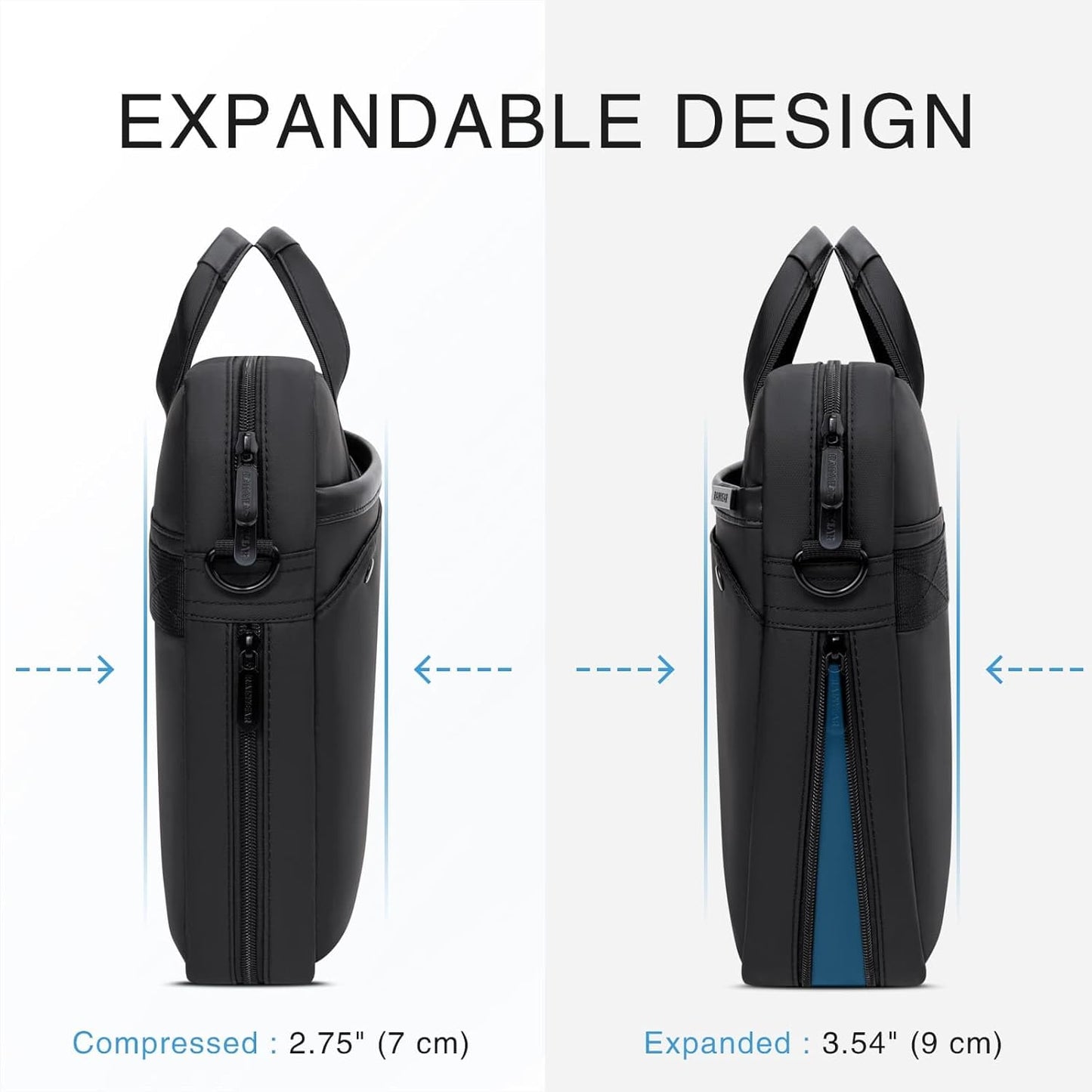 RAINYEAR 15.6 Inch Laptop Bag Laptop Shoulder Bag for Men, Expandable Waterproof Laptop Messenger Bag Large Capacity Computer Laptop Briefcase with Pockets for Travel Business Work Office, Black