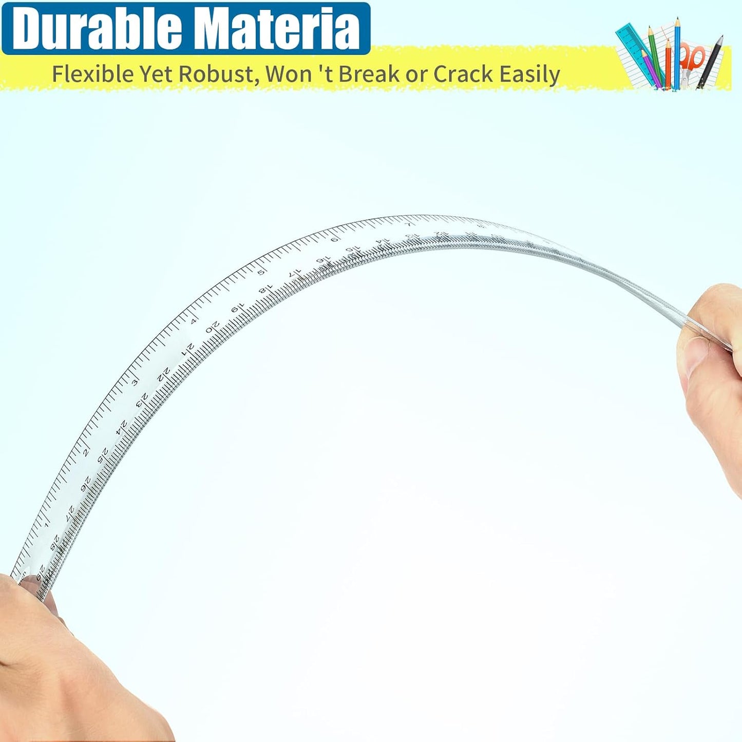 32 Pack Clear Ruler 12 Inch Bulk with Centimeters and Millimeters, Metric Rulers Measuring Drawing Tool for Kids, Ideal Back to School Office Home Supplies