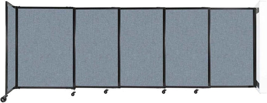 Wall-Mounted Sliding StraightWall Room Divider | Adjustable Widths | Locking Wheels | Room Separator | Up to 11'3" Wide x 4' Tall Powder Blue Fabric Panels
