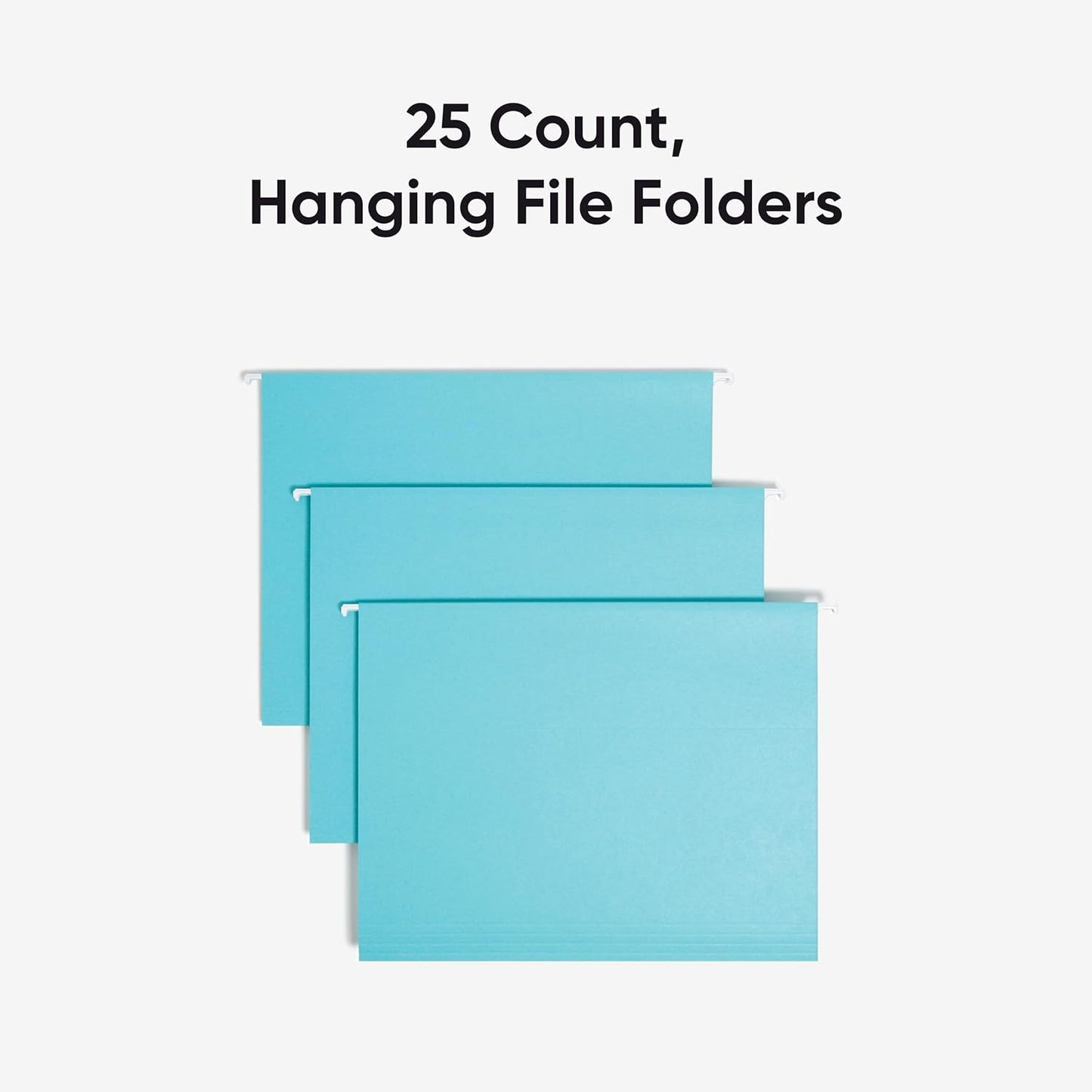 Smead Standard Hanging File Folders, 25 Count, Aqua Blue, 1/5-Cut Adjustable Tabs, Letter Size (64058)