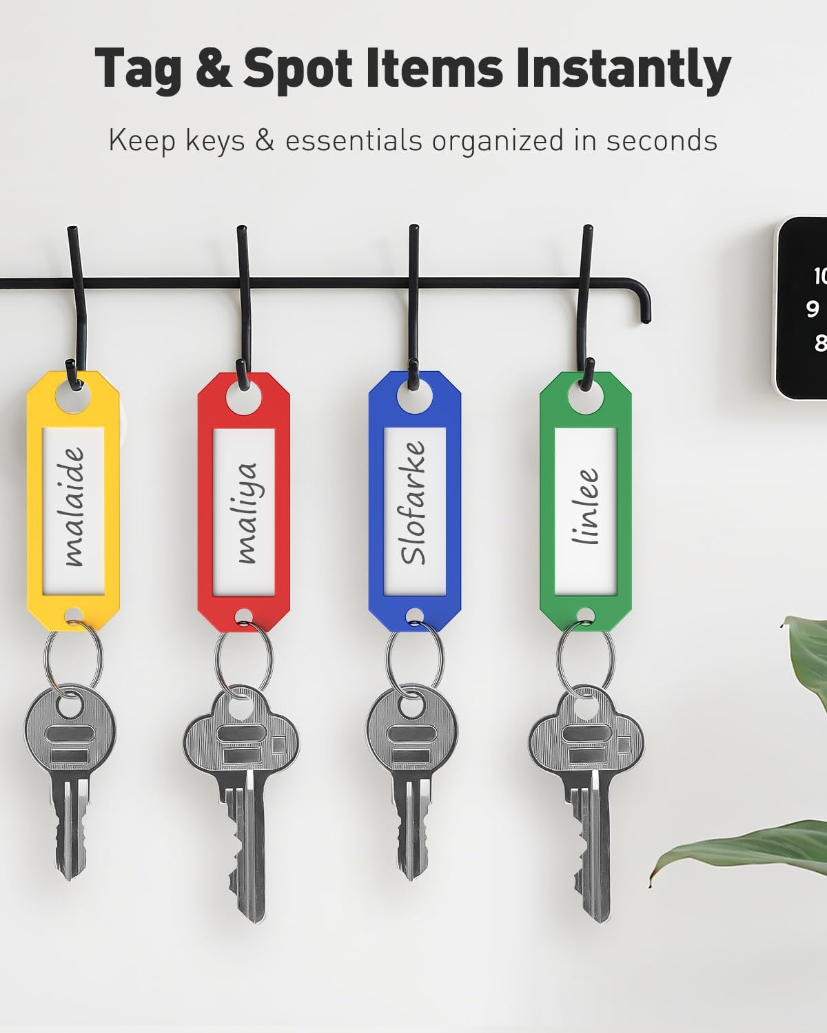 Uniclife 20 Pcs Key Tags, 5 Color Key Tags with Labels, 2.3" x 0.8" Key Labels for Keychain, Plastic Key Identifiers with Split Ring, Blank Key Ring Tags for House Office & School