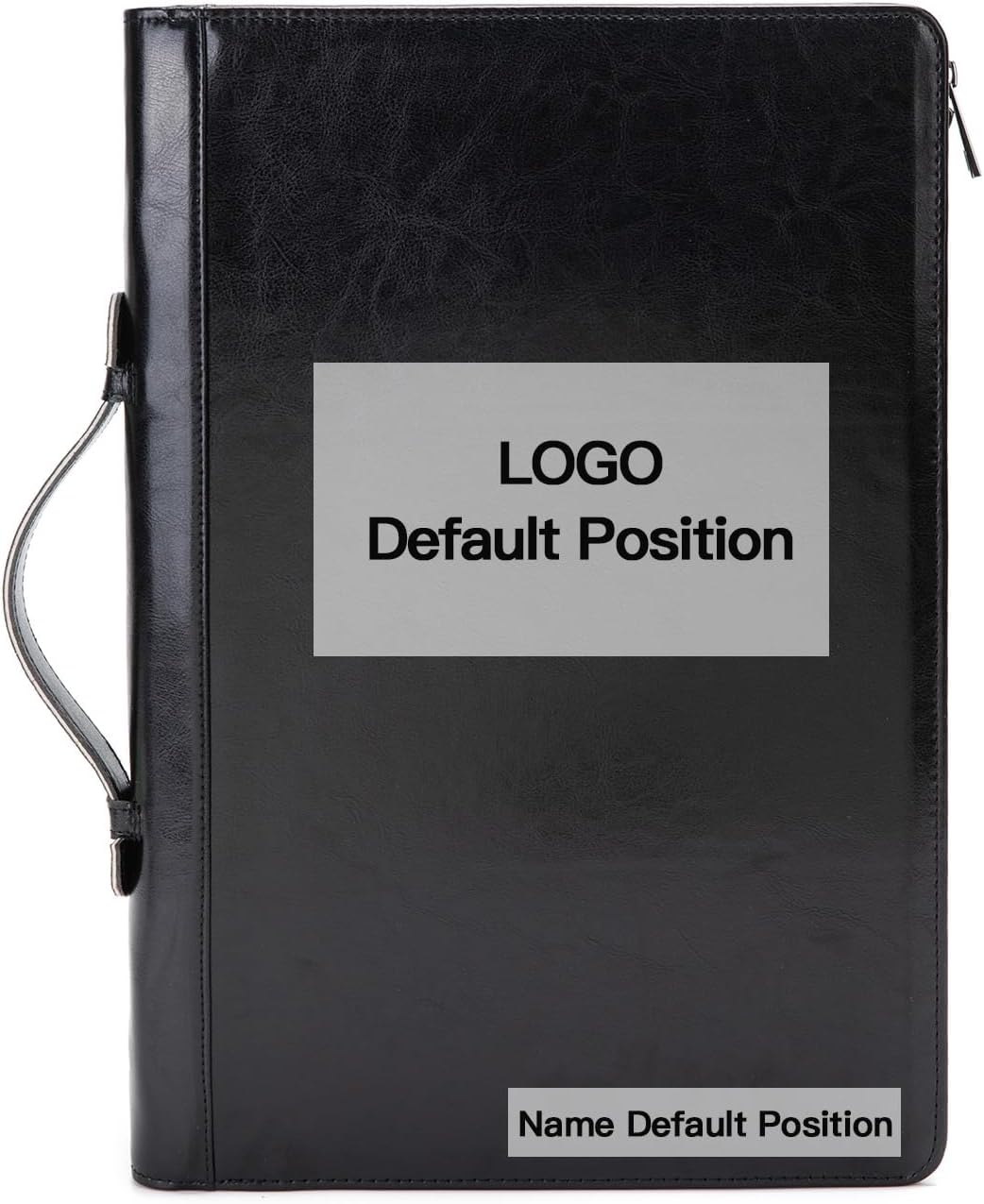 Personalized Vegan Leather 3 Ring Binder Portfolio, Custom 8.5 x 14 Legal Size Pad Padfolio, Hidden Handle, 15” Laptop Organizer, Zip Professional Business Folio, Black