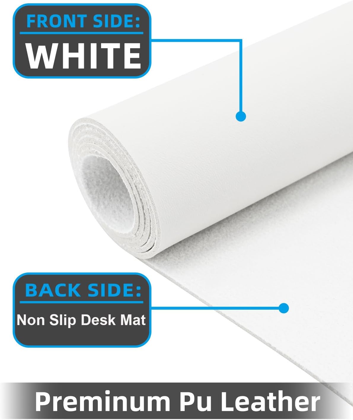 Desk mat Large, Leather Desk Pad Protector,Office Desk Mat,Mouse Pad, Non-Slip Desk Blotter, Laptop Desk Pad, Waterproof Desk Writing Pad for Office&Home (Ivory White, 48" x 24")