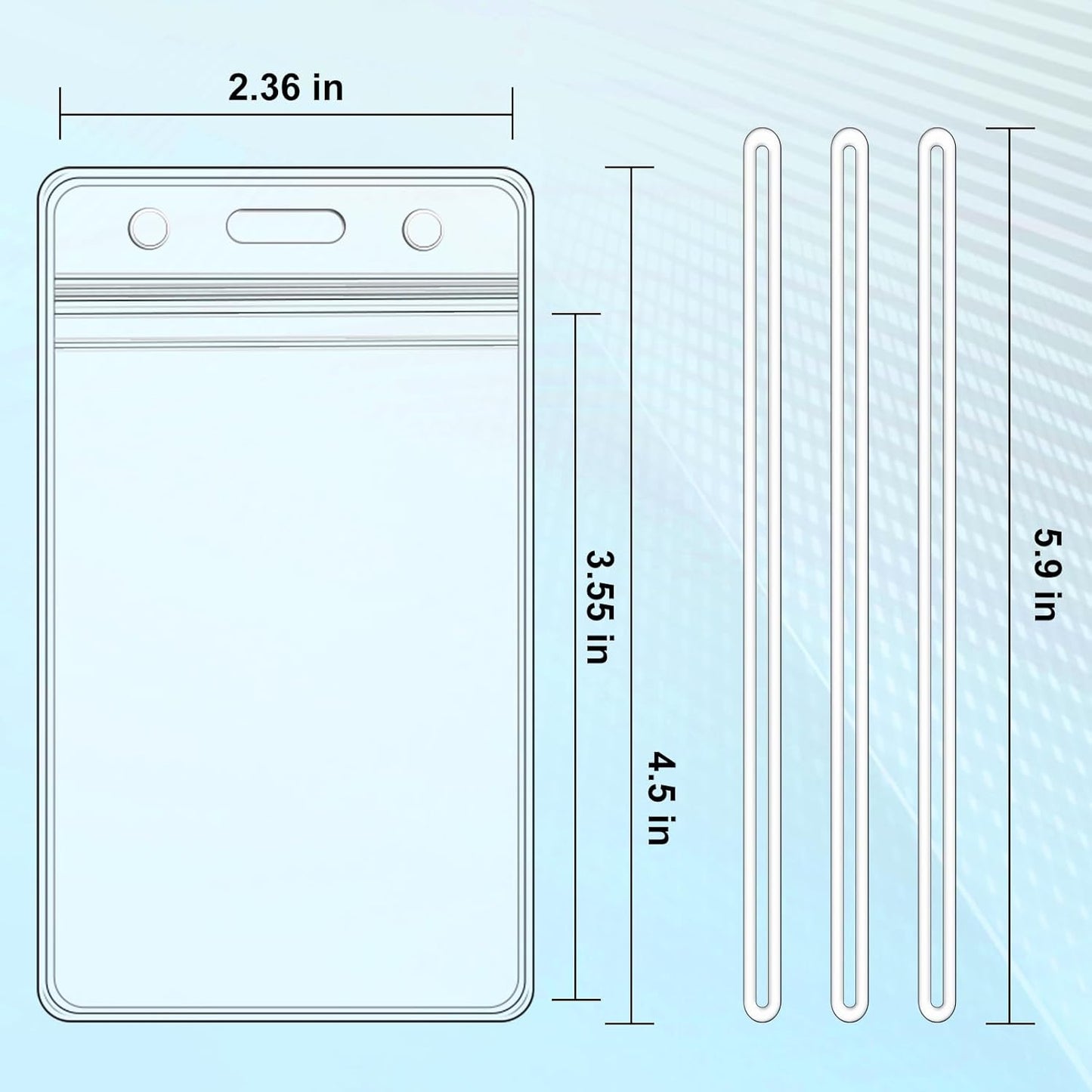 50 Pack Clear Plastic Luggage Bag Tag Holder Badge Label Tag Holder with 50 Pack Luggage Loops Straps for Office Business Travel Supplies