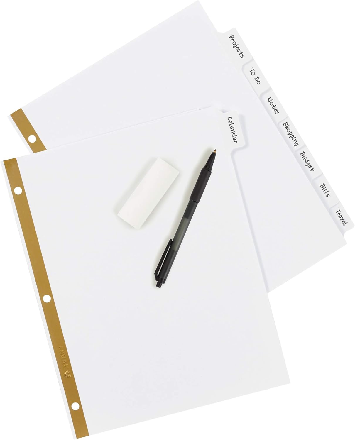 Avery Big Tab Write & Erase Paper Dividers with Gold Reinforcement, 8-Tab Set, White, 6 Sets (21213)