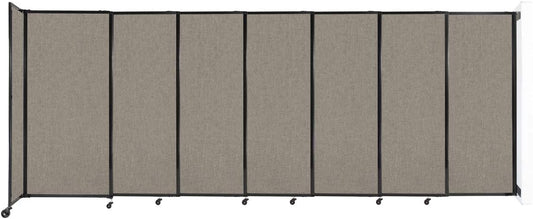 Wall-Mounted Sliding StraightWall Room Divider | Adjustable Widths | Locking Wheels | Room Separator | Up to 15'6" Wide x 6' Tall Warm Pebble Fabric Panels