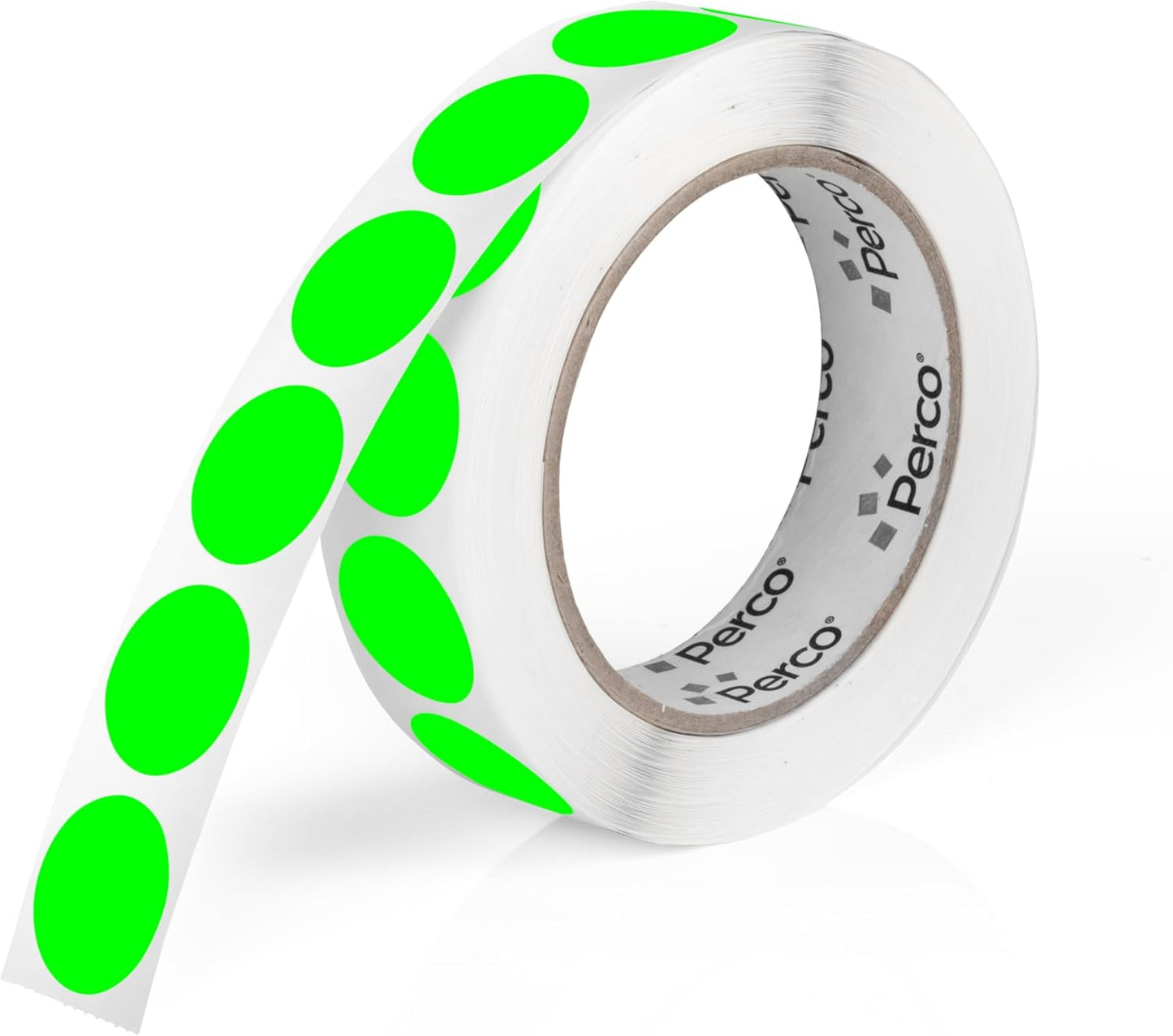 Perco Fluorescent Green 1-Inch Round Circle Dot Sticker Labels with Easy Peel Perforation - 1,000 Labels per Roll - Strong Adhesion, Vibrant Colors for Organizing, Crafting & More - Made in USA