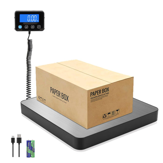 Digital Shipping Scale, 5g High Accuracy 440 lb Postal Scale with Hold and Tare Functions for Parcels/Luggage/Home, Manual/Auto Shutoff, Extended LCD Display, Batteries and AC Adapter Included