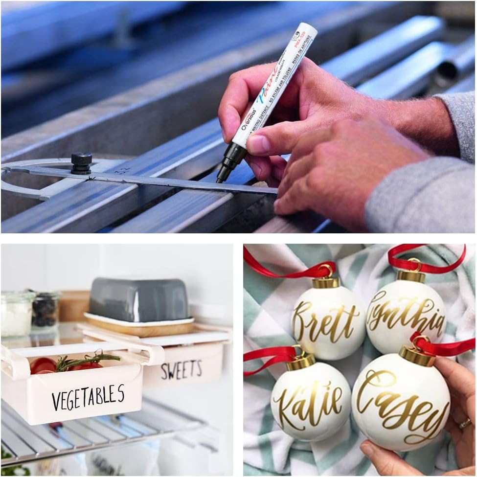 Overseas Permanent Paint Markers Pens - 3 Pack Black Oil Based Paint Pens, Medium Tip, Quick Drying and Waterproof Marker Pen for Metal, Rock, Wood, Fabric, Plastic, Canvas, Mugs, Stone, Glass