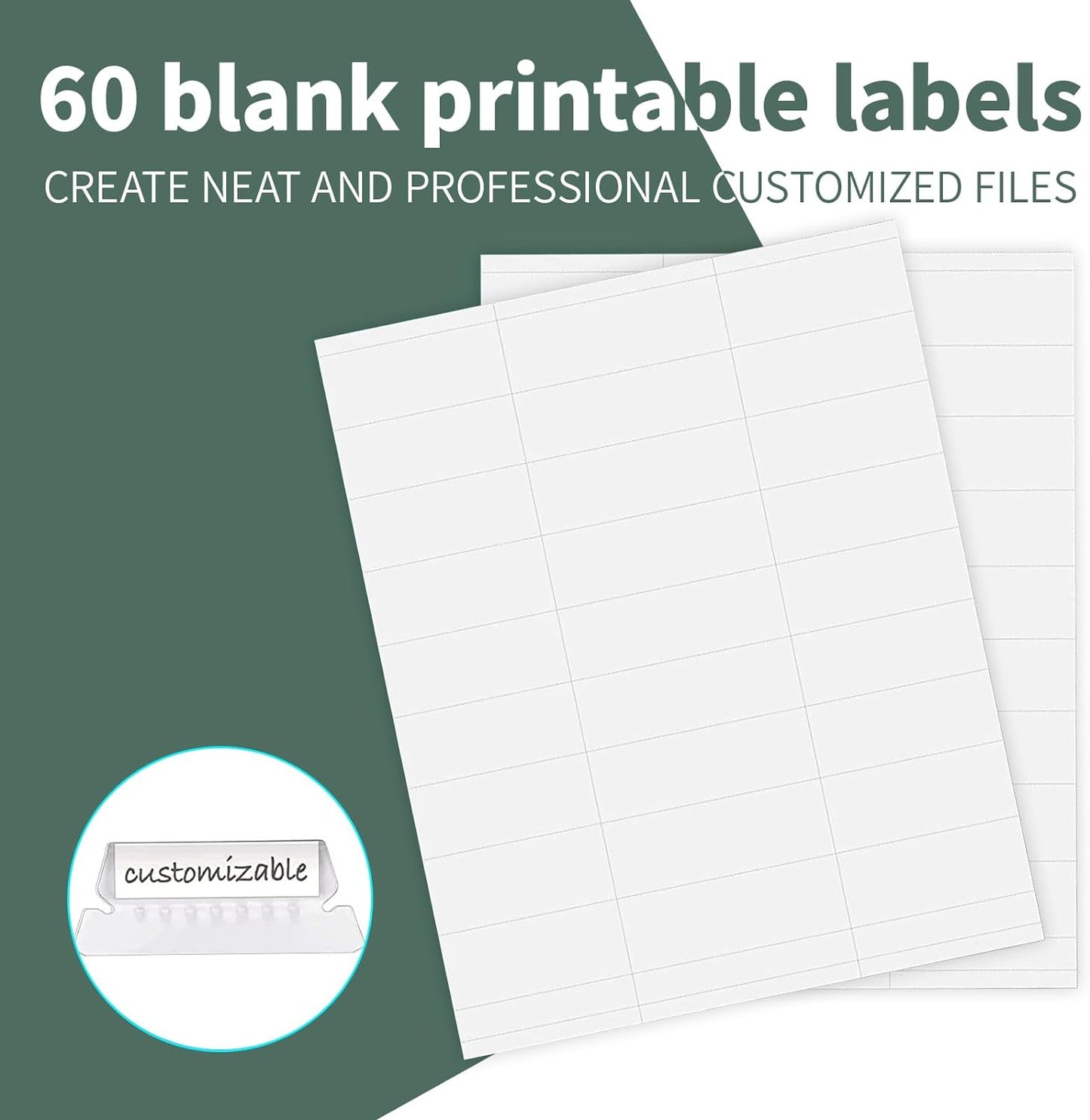 HERKKA Extra Capacity Hanging File Folders, 60 Pack Reinforced Letter Size Hanging Folders with Heavy Duty 2 Inch Expansion, Designed for Bulky Files, Medical Charts, Green