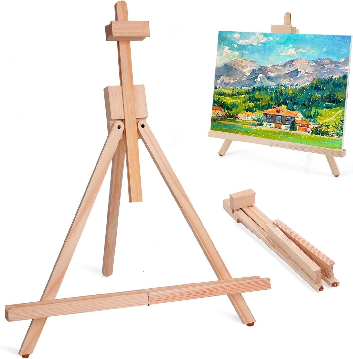 ESRICH Tabletop Easels for Painting,Painting Easel A-Type Adjustable Wooden Tabletop Easel Holds Highest to 21" Canvas Portable Desktop Easel Suitable for Artists, Beginners, Students (1Pack)