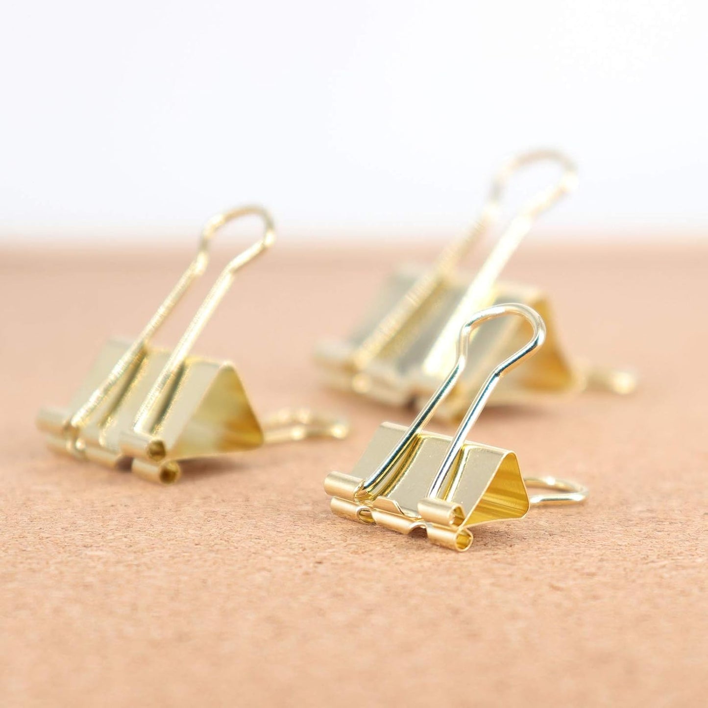 Gold Binder Clips Paper Clamps, Assorted Sizes Set (Small, Medium, Large) for Office School and Home Supplies