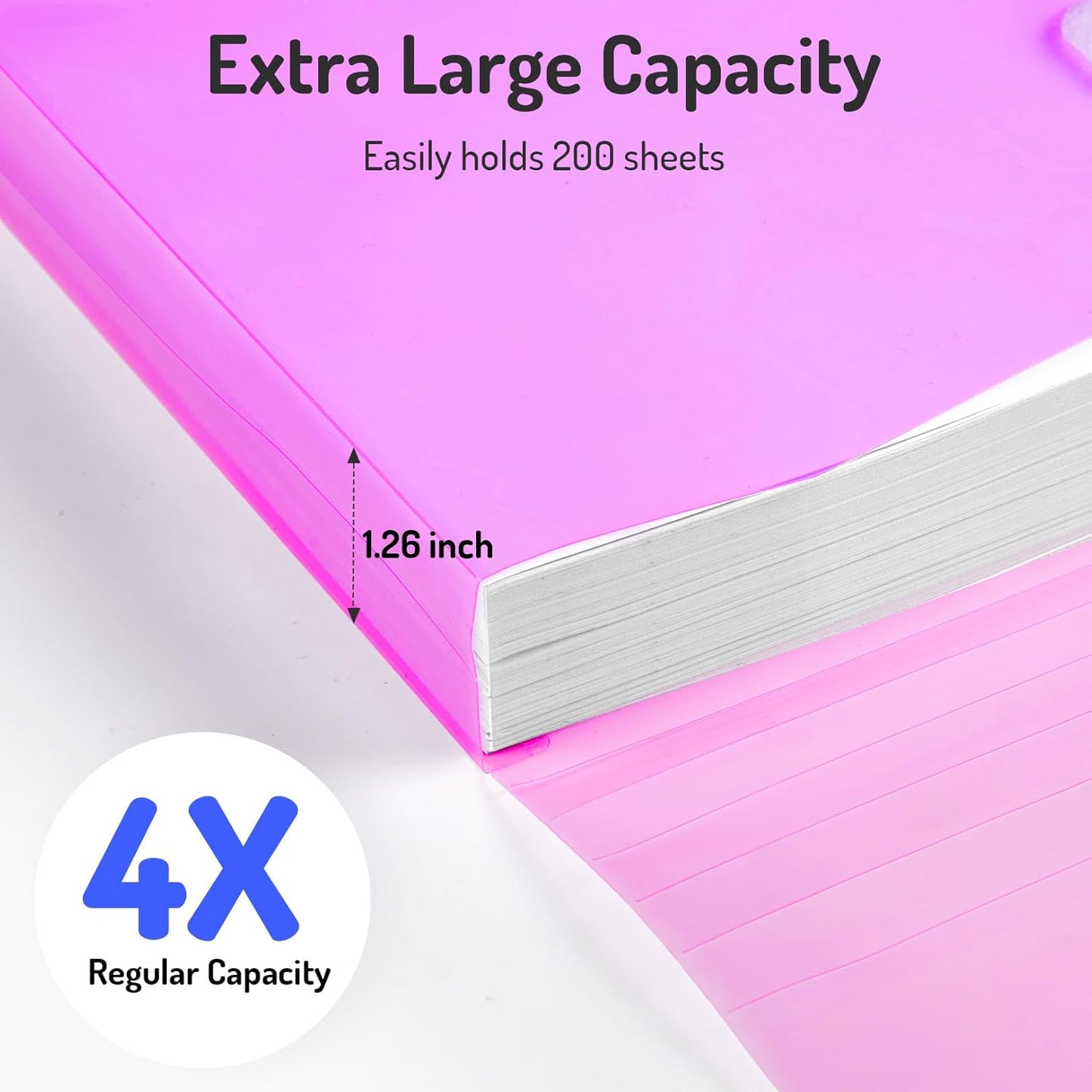 Forvencer Binder Pocket, 4X Regular Capacity, 10 Pack Super Heavyweight Plastic Folders with Tight Closure, Folders with Pockets Side Loading, Binder Organizer, Binder Dividers, Letter Size, Extended