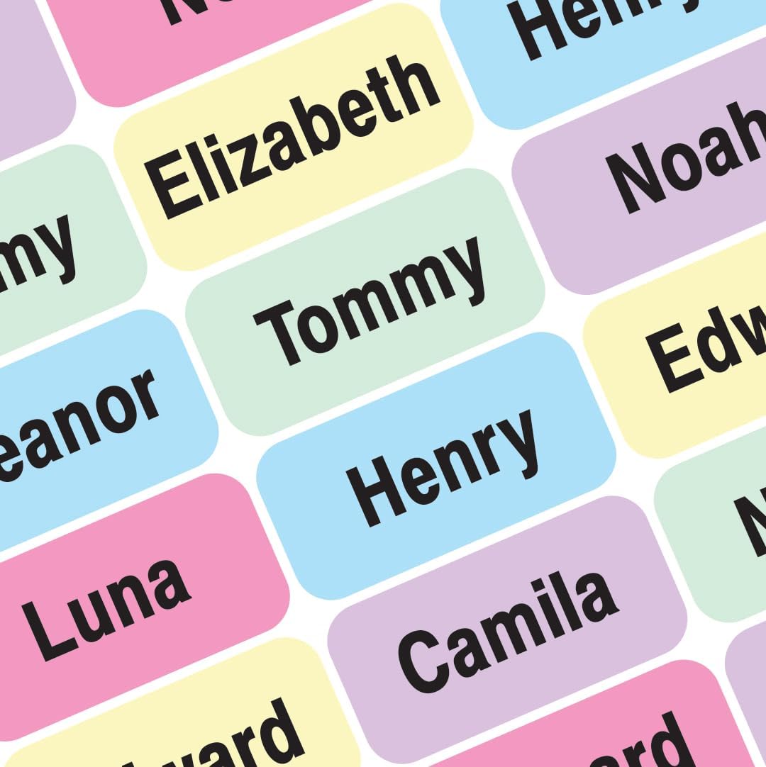 Personalized Name Labels. Waterproof Dishwasher Safe Peel and Stick Labels are Great for School & Office Supplies Daycare Clothing Customized Up to 2 Lines Permanent Self Adhesive