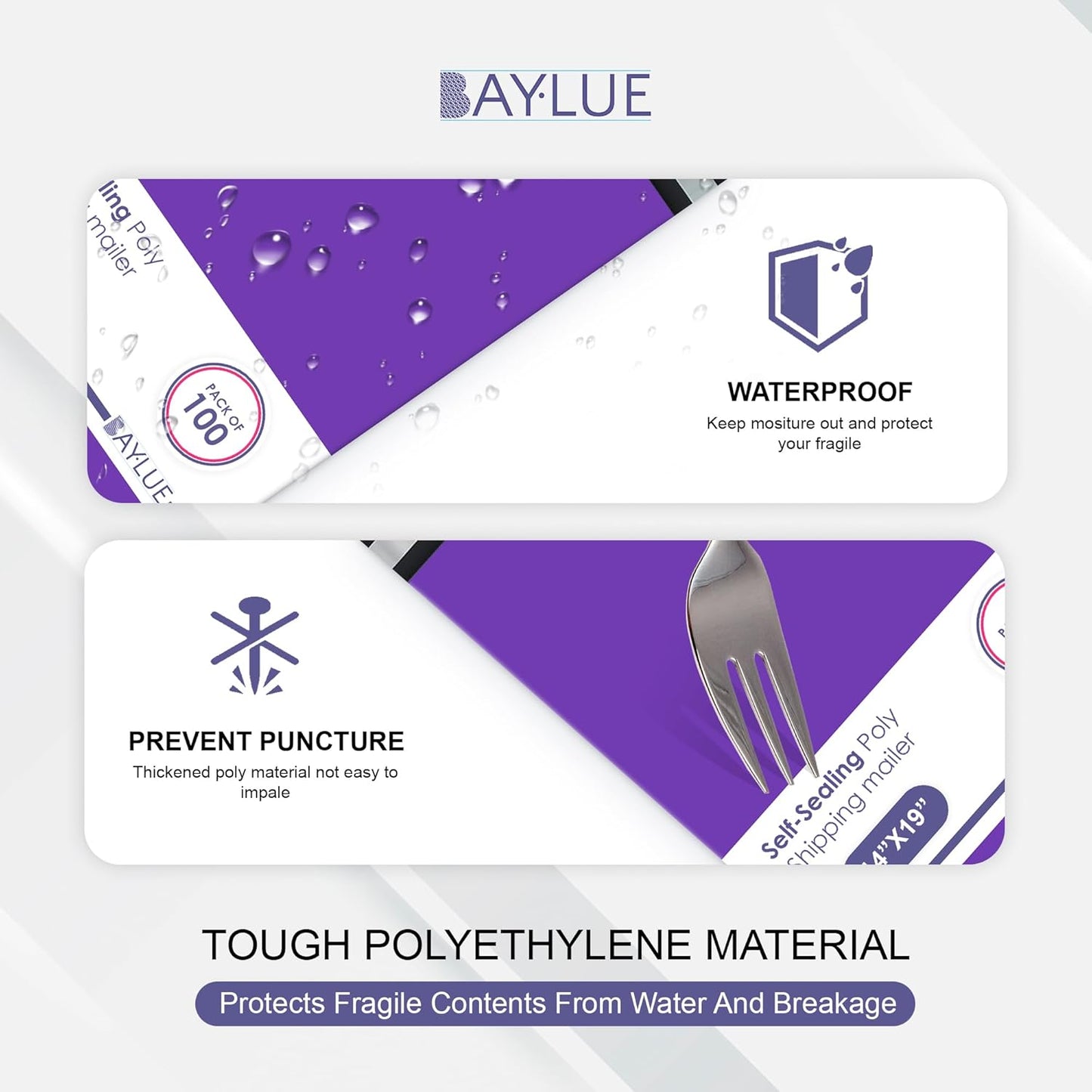 Purple Large Poly Mailers 14.5x19 Inch | Strong Adhesive Self-Seal Mailer Bag | Tear, Tamper, Water Resistant Shipping Envelopes | Thick Strong polymailer Bags | Clothing Shipping Bags | 500 Pcs Bulk