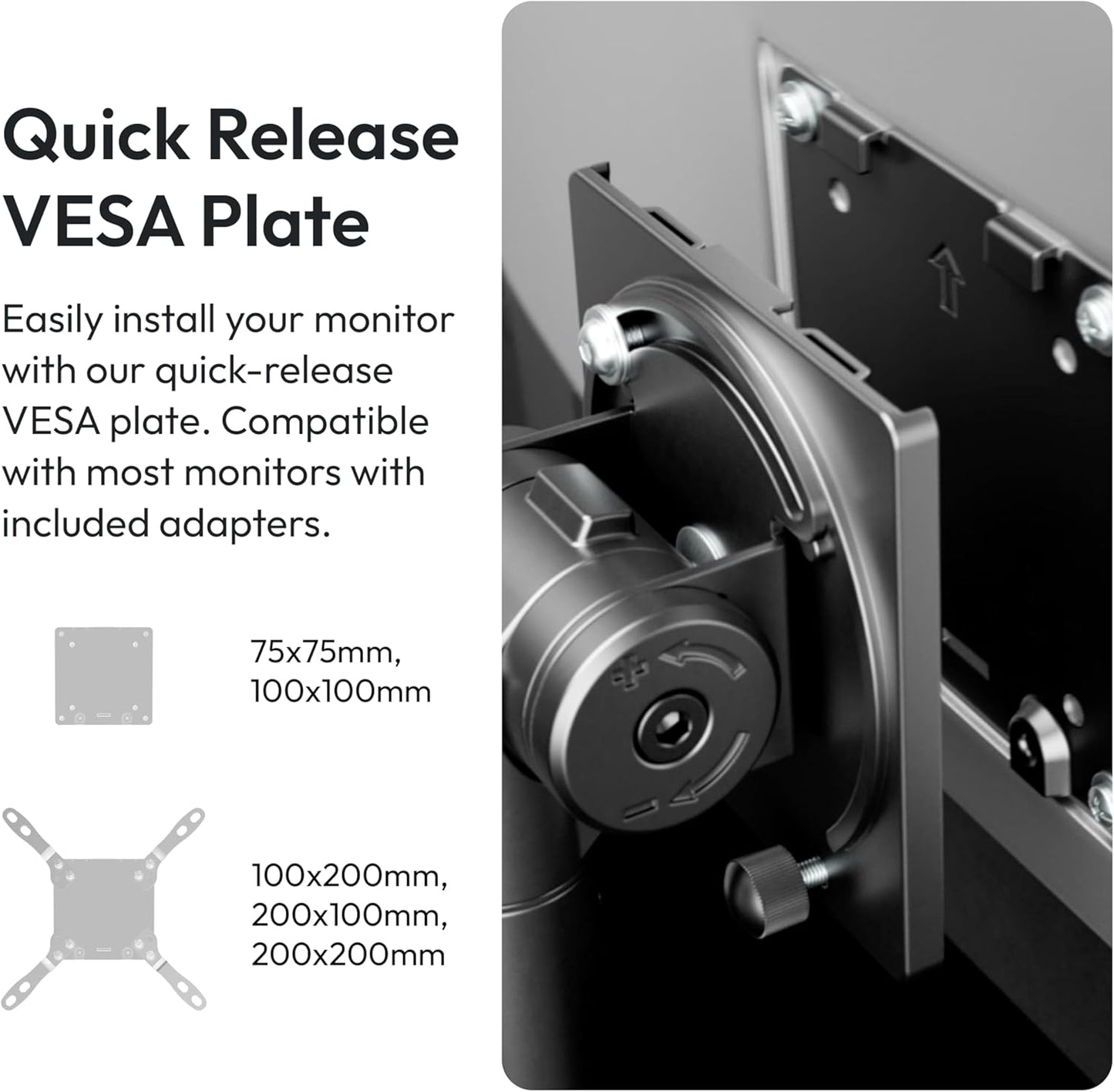 Pixio PS2S Titan White Ultrawide Mega Heavy-Duty Premium Single Monitor Arm Stand fits up to 57 inch Monitors Holds up to 59.4lbs VESA Compatible Integrated Cable Management