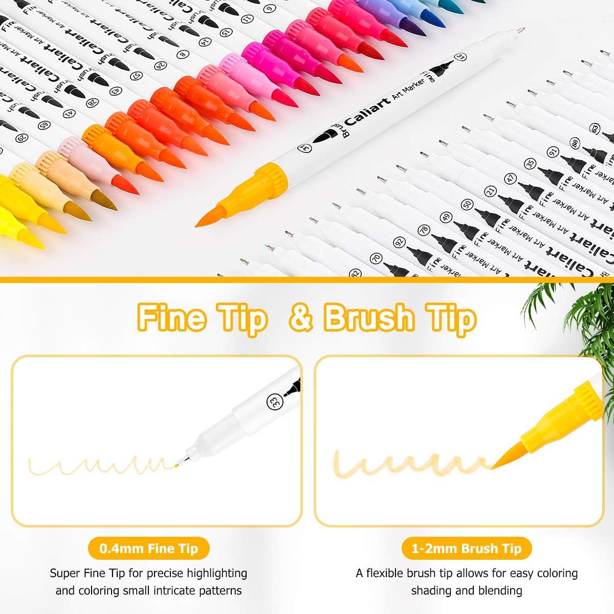 Caliart 72 Colors Dual Tip Fine & Brush Pens Art Markers, Aesthetic Cute Preppy Stuff School Supplies, Coloring Markers for Kids Artist Adult Book Cards Drawing Craft Kit Mothers Day Gift for Mom