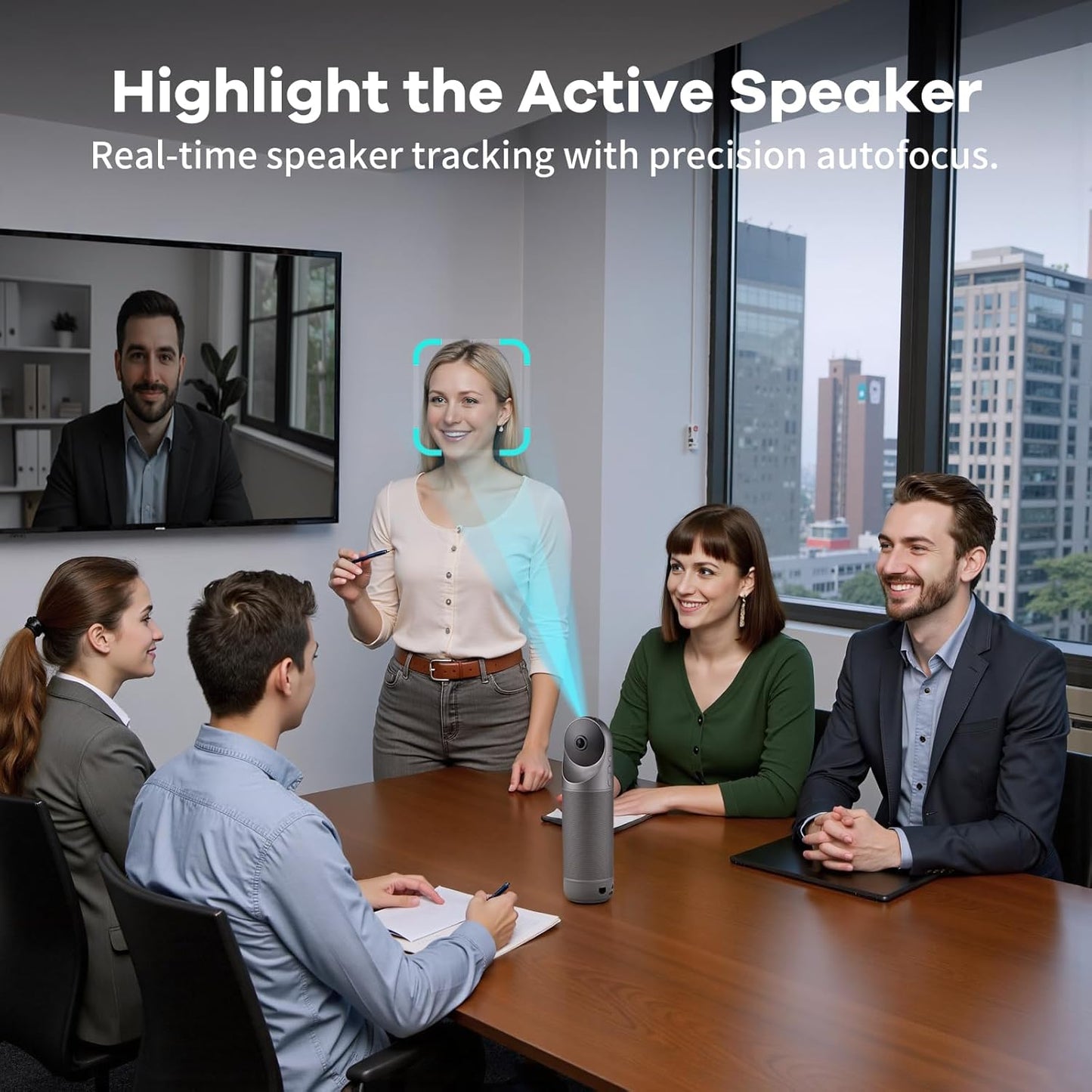 KanDao Meeting Pro - 360 Video Conference Camera, 4-in-One AI Smart Tracking Video Conferencing System, Works on Microsoft Teams, Zoom, Google Meet, Skype etc, Hybrid Meeting Room Zooming Camera