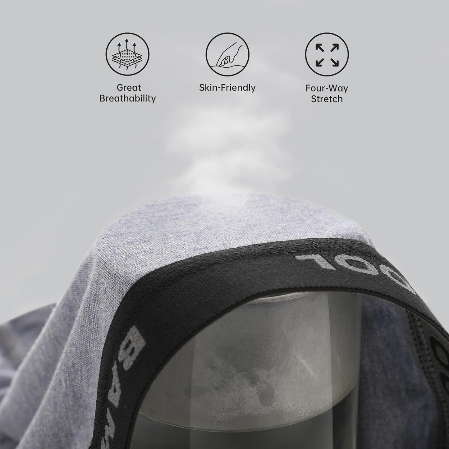 BAMBOO COOL Men's Ultra Breathable Underwear,No Riding Up Boxer Briefs with ComfortFlexible Waistband,Multipack