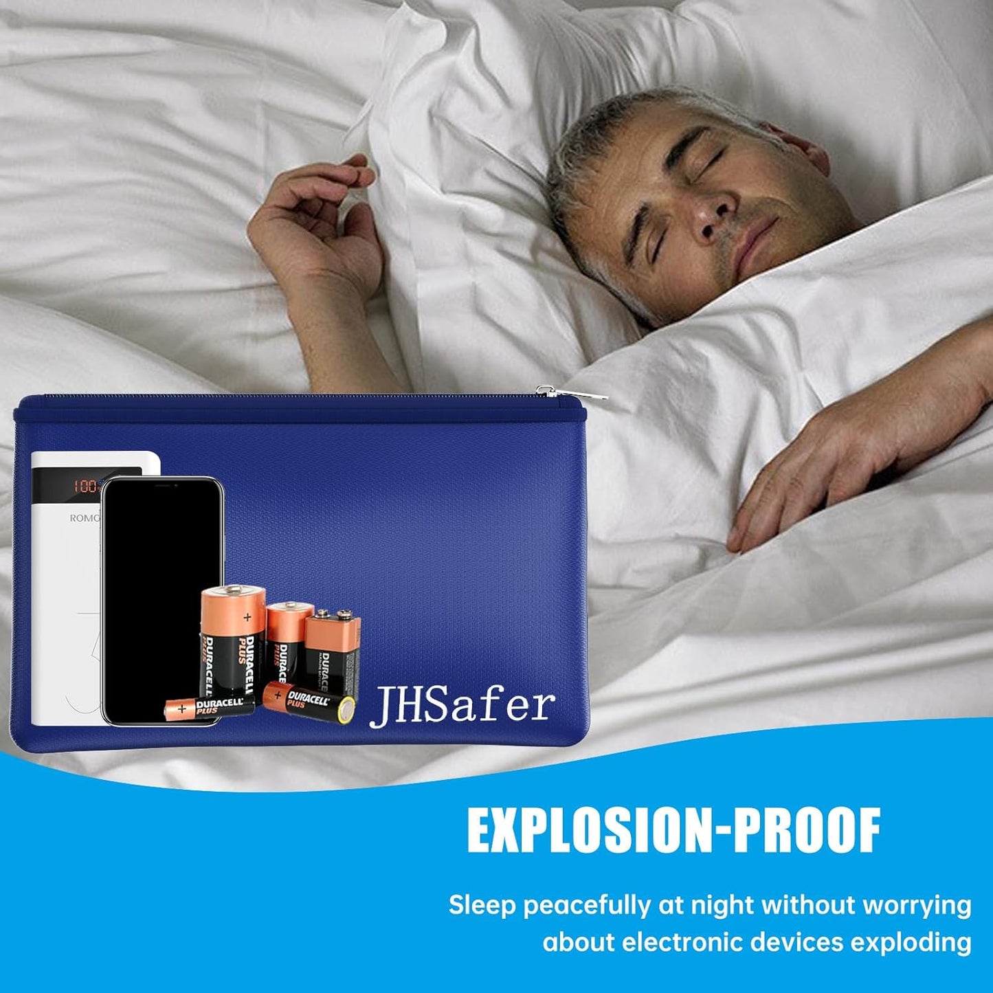 6400℉ Fireproof and Waterproof Money Bags 2pcs with Zipper,11''x6.3'' Fireproof Cash Bag with Zipper,Fireproof Wallet Envelope Safe Pouch Fireproof Bags for Cash Passports Keys Jewellery (Blue)