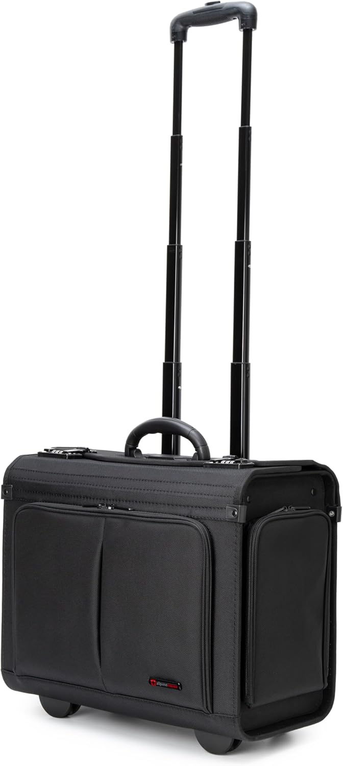 Alpine Swiss Rolling Briefcase Work Overnight Travel Bag Dual Locks Carry on Business Attache Case Black