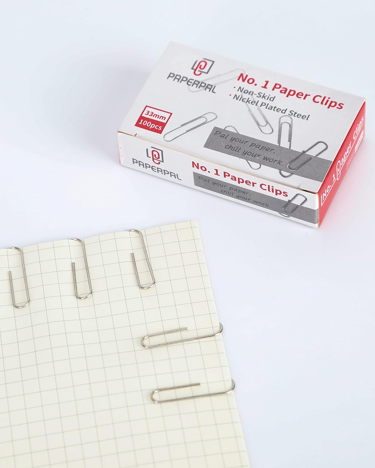 PAPERPAL Paperclips for Office School & Personal Use, #1 Nonskid Paper Clip (1-2/7"), 600 Medium Paper Clips (6 Boxes of 100 Each), Silver