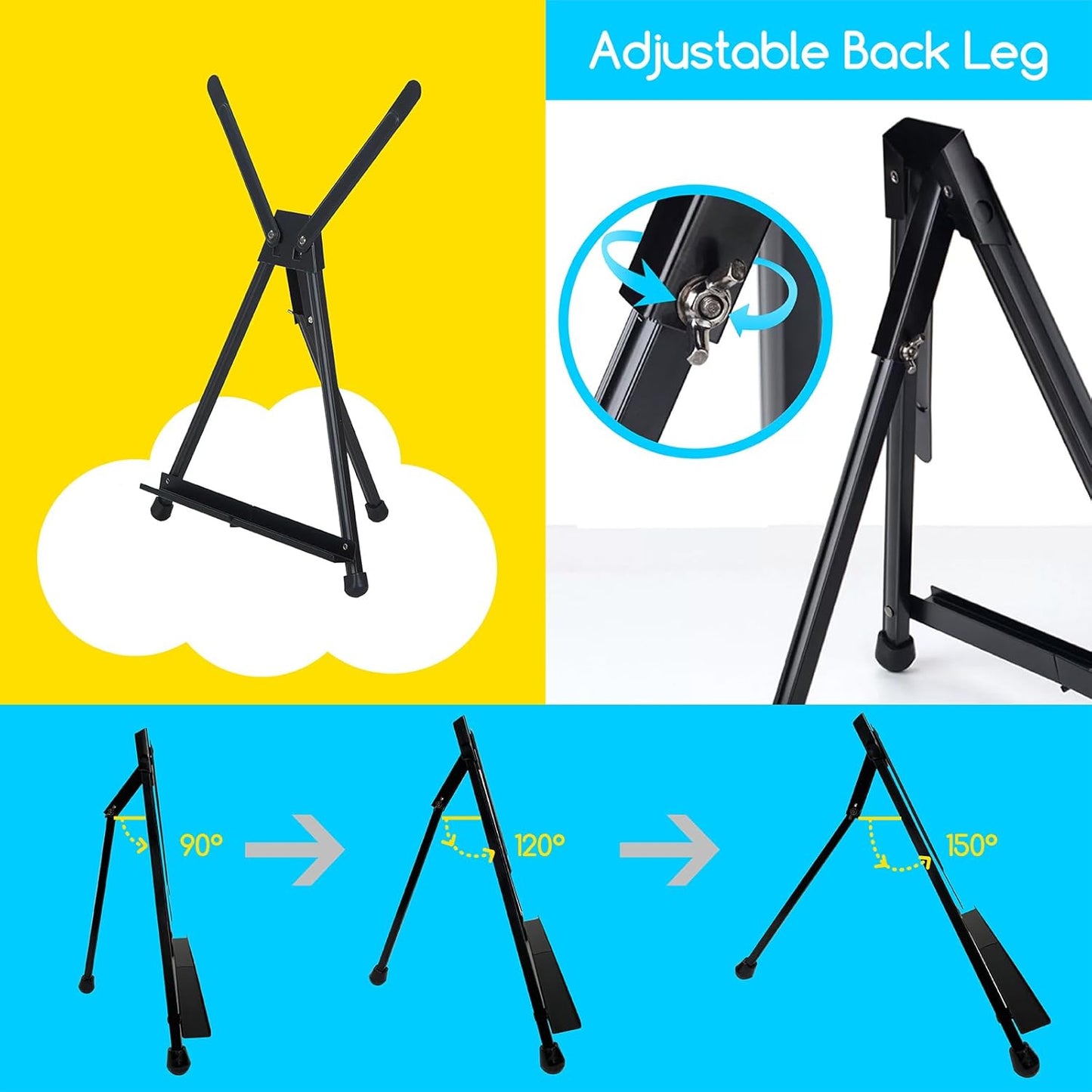 MEEDEN 10 Pcs Artist Tabletop Display Easel, Aluminum Tripod Easel for Painting, Collapsible Folding Frame Easel, Portable Lightweight Table Top Easel Stand, Hold Canvas Up to 24" x 30"