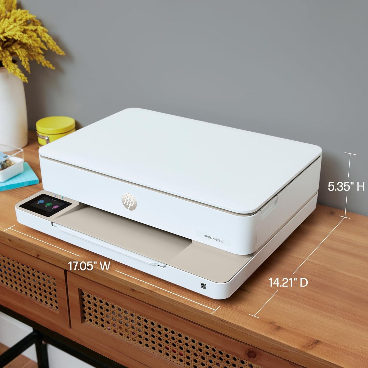 HP Envy 6155e Wireless All-in-One Color Inkjet Printer, Print, scan, Copy, Duplex Printing Best-for-Home, 3 month Instant Ink trial included (714L5A)