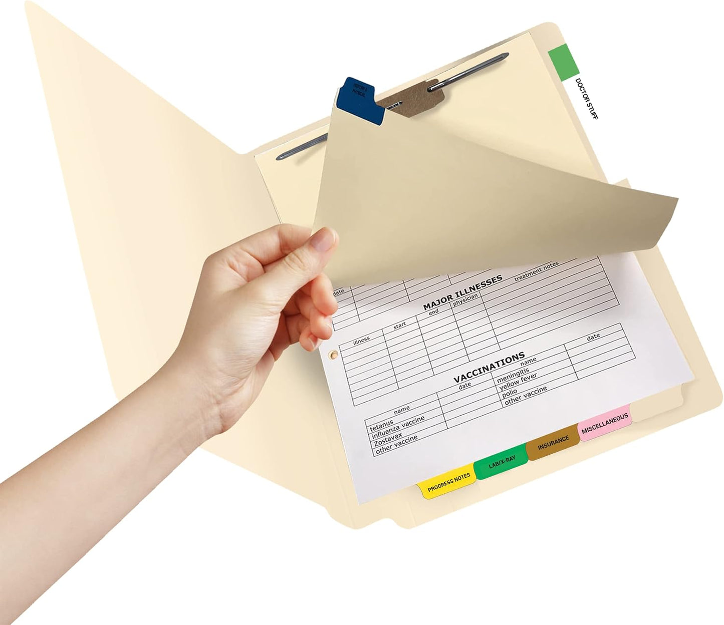 Doctor Stuff - Stock Medical Chart Dividers, 130 Sets of 6 Popular Healthcare Index Tabs, Bottom Tab, 8-1/2" x 11-3/8", File Folder Organizer for Nursing Patient Charts & Medical Records