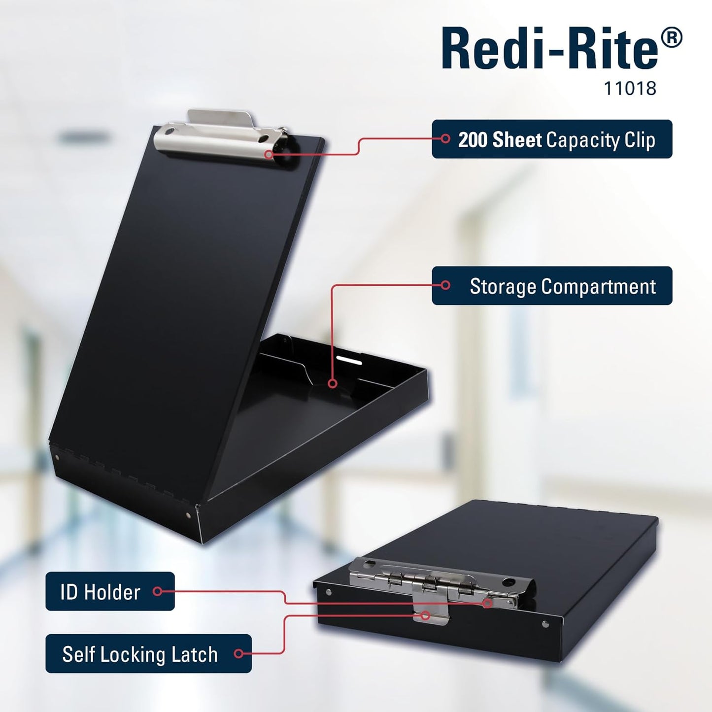 Saunders Redi-Rite Recycled Aluminum Storage Clipboard - Black - Letter Size (11018)