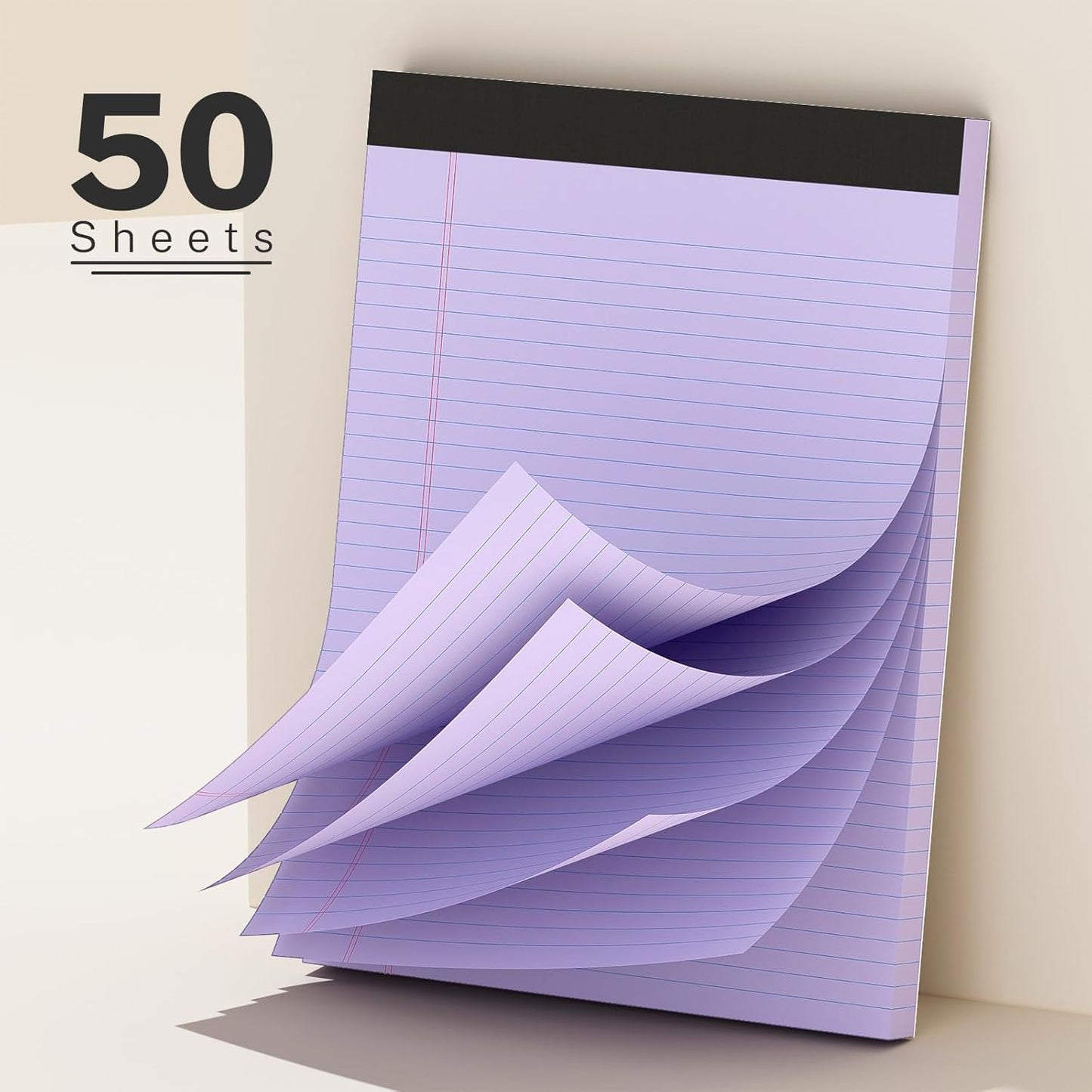 300 Sheets Purple Legal Pads 8.5 x 11 College Ruled Paper 6-Pack Note Pad Narrow Ruled 50 Sheets per Notepad Perforated Writing Pad Durable Sturdy Back 8x11 Pads of Paper