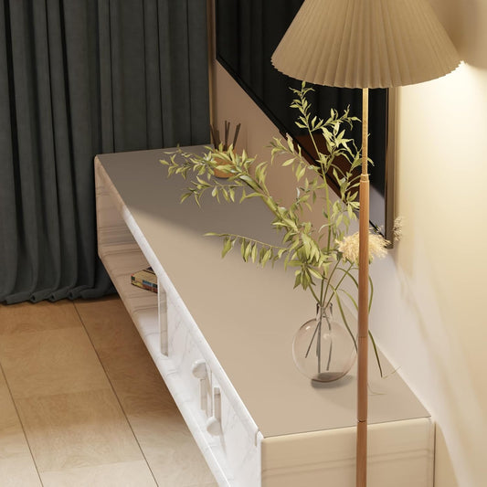 Leather Desk Mat,1.8mm Thick,12x42 Inch Desk Cover,Desk Protector Mat,Dresser Cover Top,Nail Table Mat,Dresser Cover,Quartz Countertop Protector,Table Sticker Cover(Light Brown+Gray,12×42)