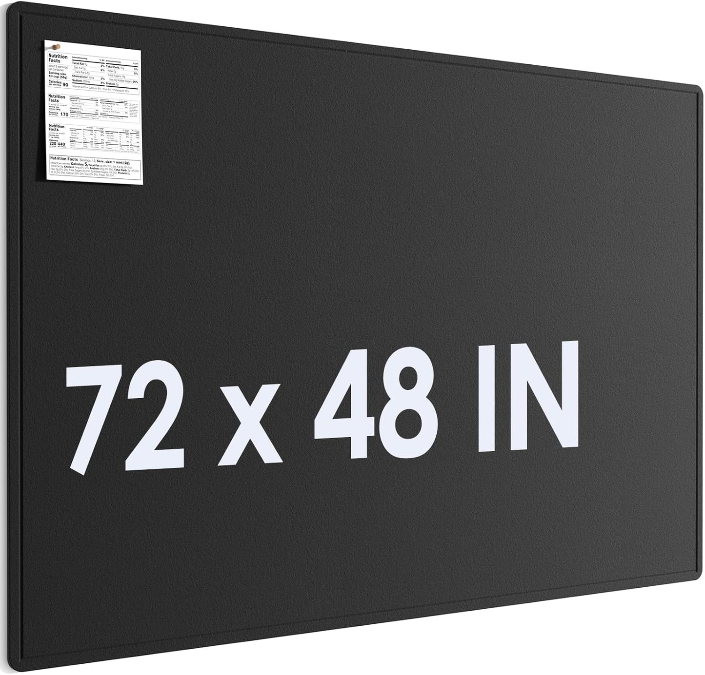 MaxGear Extra Large Bulletin Board 72" x 48", Foldable Felt Board Vision Board Supplies, Cork Board for Office, Home, School, Small Pin Boards for Walls Decorative Display Board Black