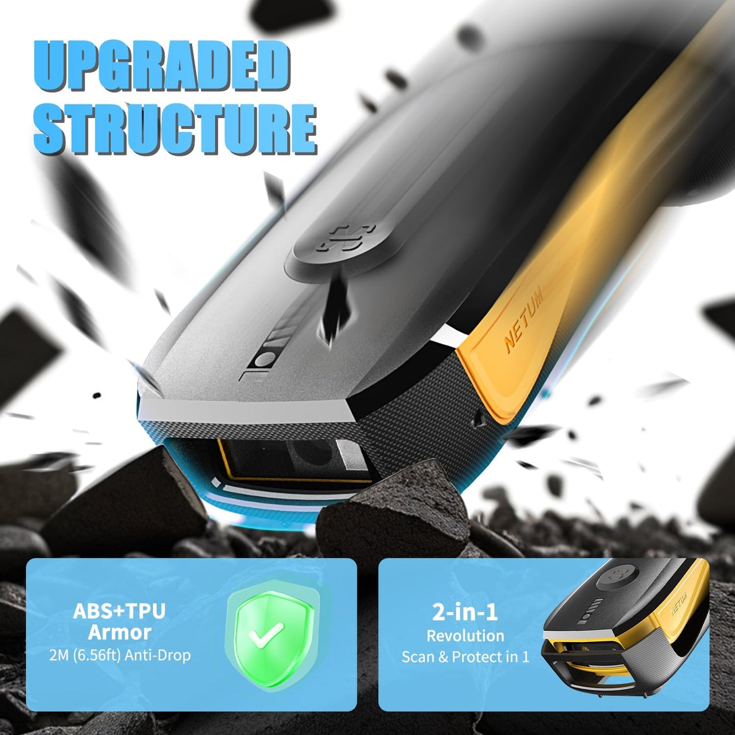 NETUM CS8501 Wireless QR Code Scanner – Upgraded Bluetooth Barcode Scanner, Mini Portable 1D & 2D Barcode Reader for Inventory Management, Image Scanner for Tablets, Android, iOS, PC, and POS Systems