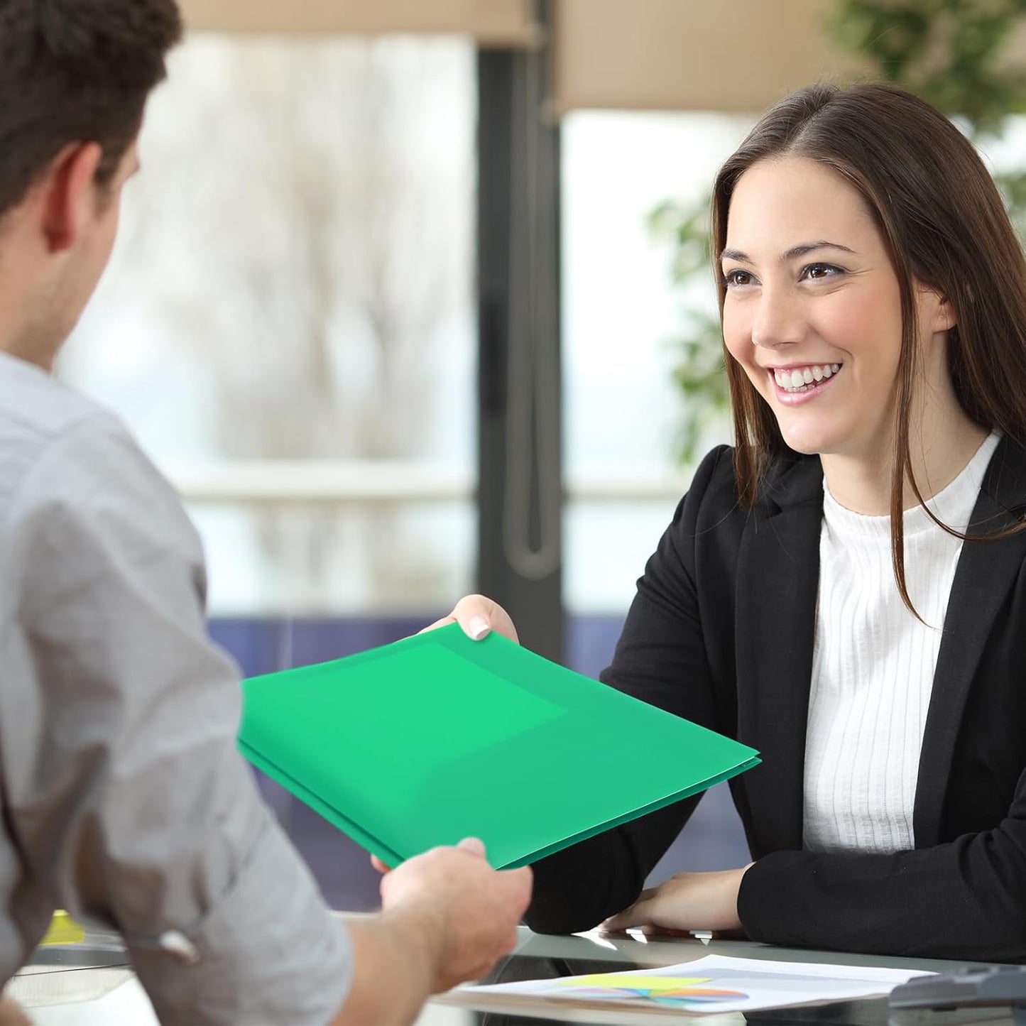 Patelai 48 Pcs Plastic Folders with 2 Pockets and 3 Prongs Home Folders with Card Slot Letter Size Heavy Duty Report Covers for Back to School(Blue, Green,Classic)